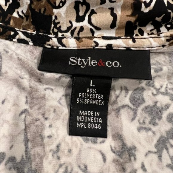 Style & Co Brown, Black & Ivory Sleeveless Blouse Size Large - Picture 10 of 10